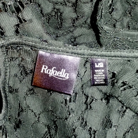 RAFAELLA BLACK LACE 3/4 SLEEVE TOP - LARGE - Picture 6 of 6